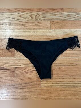Hollister Black Bikini Bottoms with Lace Side Detail